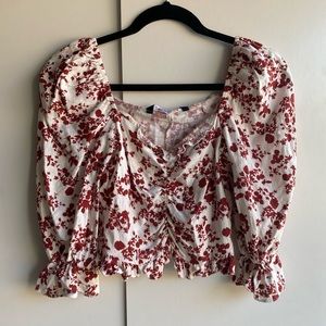 White & Red Zara Crop Top